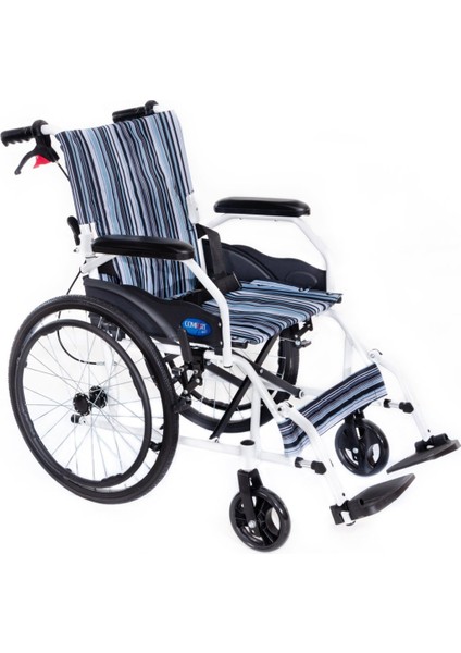 Comfort Plus KY863-20 Mavi Desenli Alüminyum Tekerlekli Sandalye