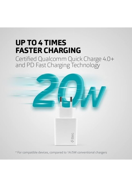 2SCS22BL Ttec Smartcharger Pd 20W Seyahat Hızlı Şarj Aleti+Usb-C - Lightning 150CM Kablo Beyaz