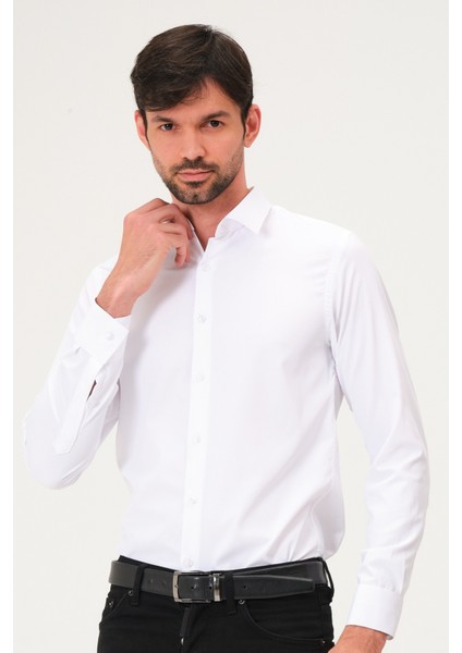 Erkek Klasik Slim Fit Saten Gömlek fırsatları