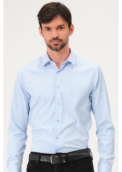 Erkek Klasik Slim Fit Saten Gömlek fırsatları