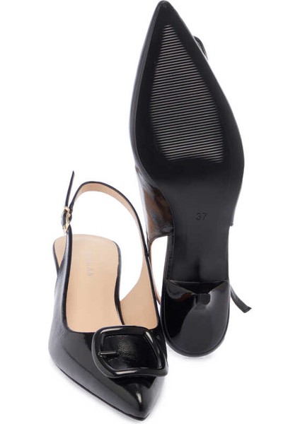 Siyah Hakiki Rugan Deri Kadın Stiletto - K24I1AY67191-A07