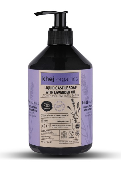 No.4 Organik Vegan Lavanta Yağlı Organik Sıvı Kastil Sabun (Karma Cilt Sabunu) 500ML fiyatları