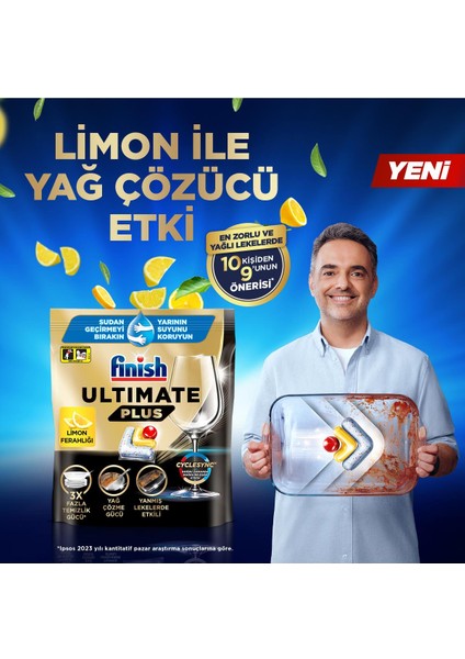 Ultimate Plus Hepsi Bir Arada 120 Kapsül Limon Bulaşık Makinesi Deterjanı Tableti ( 60 x 2)