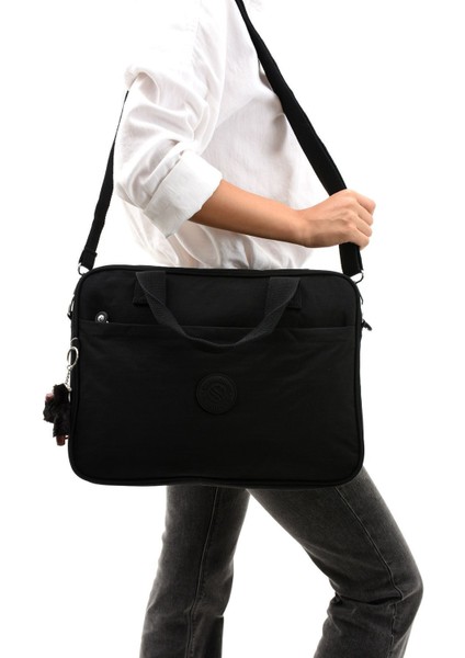 Unisex Klinkır Suya Dayanıklı Laptop Bölmeli Çapraz-El Askılı Siyah Renkli Evrak ve Laptop Çantası indirimleri