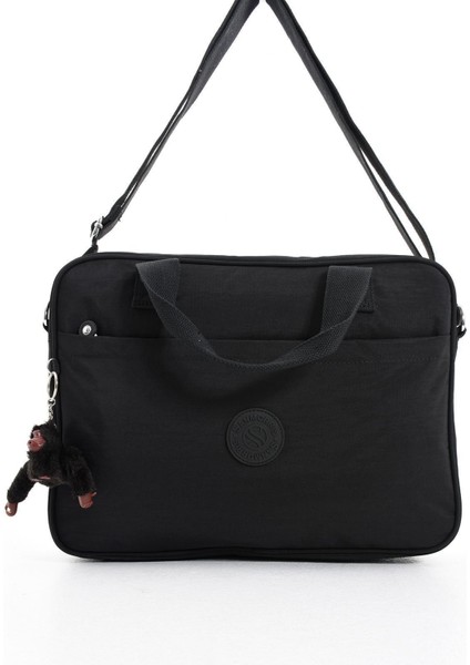 Unisex Klinkır Suya Dayanıklı Laptop Bölmeli Çapraz-El Askılı Siyah Renkli Evrak ve Laptop Çantası