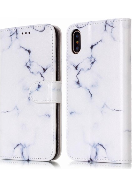 Iphone x Için Flip Case/xs Mermer Desen Tam Koruma Pu Deri Cüzdan (Yurt Dışından)