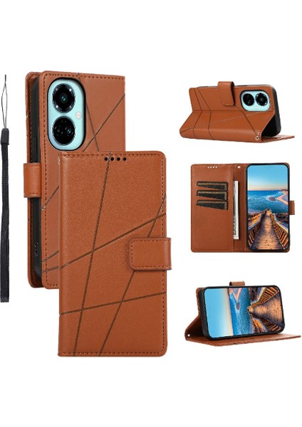 Tecno Camon 19 Pro Şok Emici Kickstand Darbeye Dayanıklı Için Flip Case (Yurt Dışından)