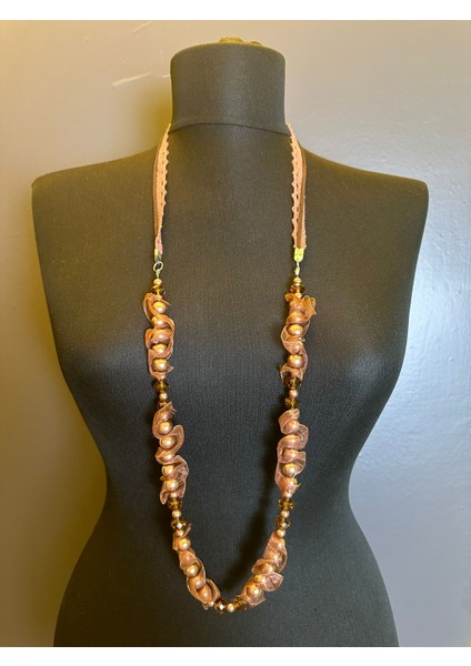 Tüllü Boncuklu Tasarım Kadın Kolyue Bıoy 48