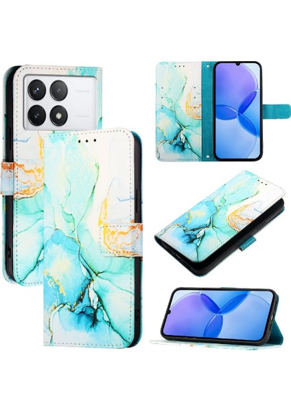 Xiaomi Redmi Için Kılıf K70/K70 Pro Mermer Desen Cüzdan Pu Deri (Yurt Dışından)