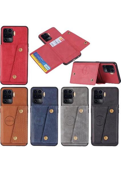 Oppo Reno5 F Kart Tutucu Cüzdan Kılıf Için Cüzdan Kılıf Darbeye Koruyucu (Yurt Dışından)