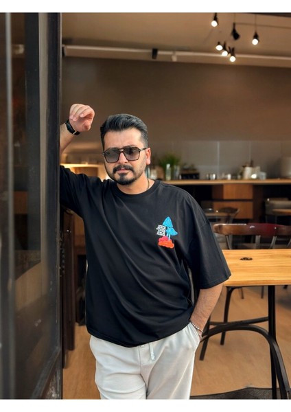 T-Shirt Erkek Oversize Baskılı Bisiklet Yaka Yazlık Twılls