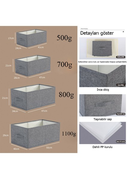 Pamuk Ve Keten Saklama Kutusu Büyük Kumaş Katlanabilir Masaüstü Saklama Kutusu Gardırop Giyim Çekmece Saklama Kapaklı Kutu (Yurt Dışından)