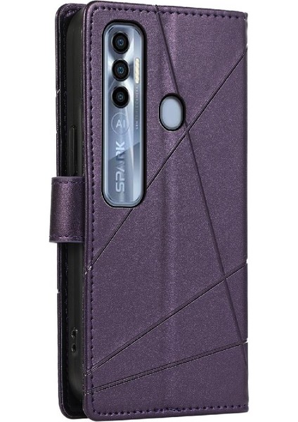 Tecno Spark 7 Pro Şok Emici Darbeye Kickstand Kart Için Flip Case (Yurt Dışından)