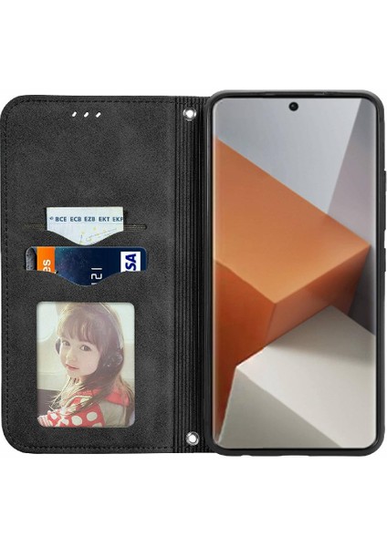 Xiaomi Redmi Not Için Flip Case 13 Pro Artı Kapak Çevirin Deri Kılıf Basit (Yurt Dışından)