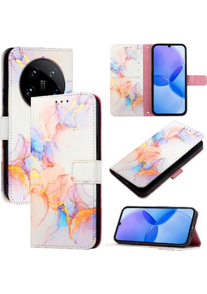 Xiaomi 14 Için Kılıf Ultra 5g Cüzdan Mermer Desen Kickstand Pu Deri (Yurt Dışından)