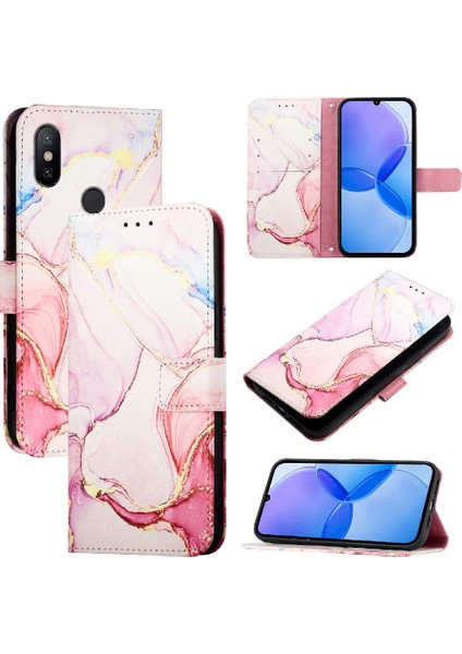 Xiaomi Redmi A2 Pu Deri Mermer Desen Cüzdan Kickstand Için Kılıf (Yurt Dışından)