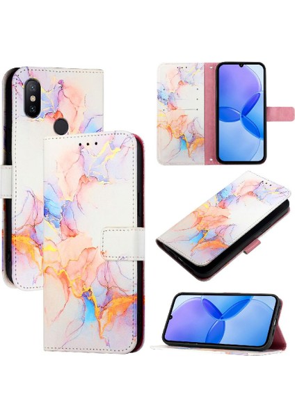 Xiaomi Redmi A2 Pu Deri Mermer Desen Cüzdan Kickstand Için Kılıf (Yurt Dışından)