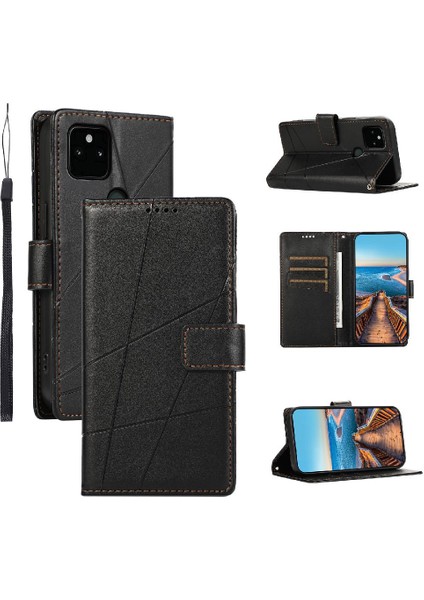 Google Piksel 5A Şok Emici Kickstand Darbeye Üç Için Flip Case (Yurt Dışından)