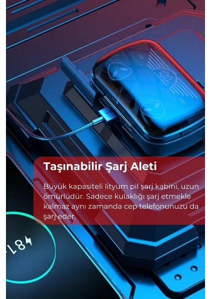 Powerbank Özellikli LED Göstergeli Kablosuz Bluetooth Kulaklık Tüm Cihazlara Uyumlu Oyuncu Kulaklık