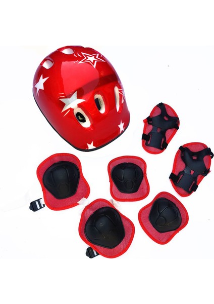 Çocuk Kask Koruyucu Donanım 7 Parçalı Set Paten Paten Kaykay Denge Aracı Dizlikler (Yurt Dışından)