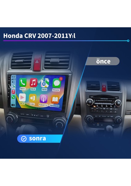 Honda Crv 2007-2011YIL 9'inç Araba Android Multimedya Carplay Navigasyon Cihazı