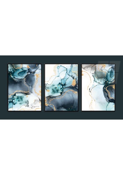 Alüminyum Çerçeveli Sanat Temalı 3'lü Set Mdf Tablo MÇMSAN0024