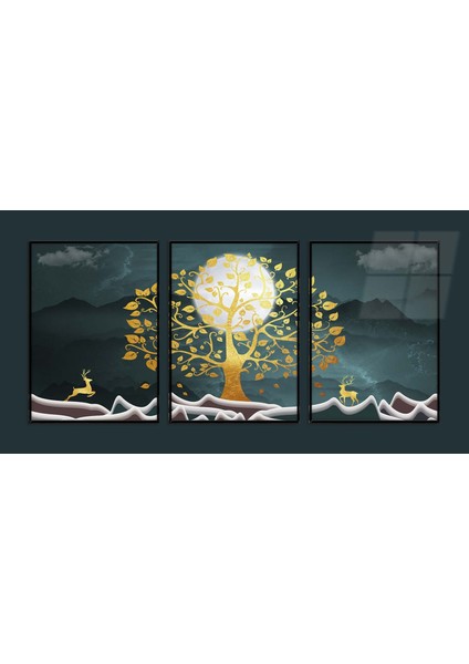 Alüminyum Çerçeveli Sanat Temalı 3'lü Set Mdf Tablo MÇMSAN0029