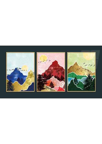 Alüminyum Çerçeveli Sanat Temalı 3'lü Set Mdf Tablo MÇMSAN0020