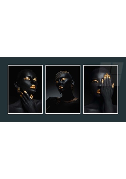 Alüminyum Çerçeveli Sanat Temalı 3'lü Set Mdf Tablo MÇMSAN0073