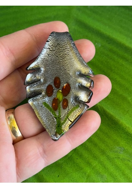 Cam Eritme El Boyama Kolye Ucu Takı Aksesuarı 6x3 Cm
