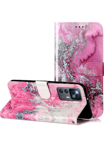 Xiaomi 12T Için Flip CASE/12T Pro Mermer Desen Manyetik Kart Yuvaları Tutucu (Yurt Dışından) fırsatları