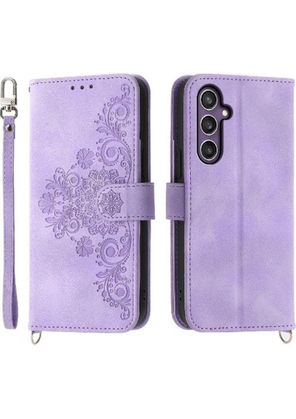 Samsung Galaxy S24 Bileklik Darbeye Dayanıklı Kabartmalı Çoklu Için Flip Case (Yurt Dışından)