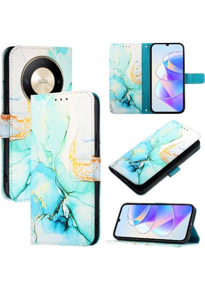 Onur X50 5g Pu Deri Kickstand Mermer Desen Cüzdan Için Kılıf (Yurt Dışından)