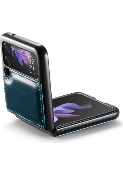 Mays Shop Samsung Galaxy Z Flip Case 3 5g Çılgın At Pu Deri Kart (Yurt Dışından)