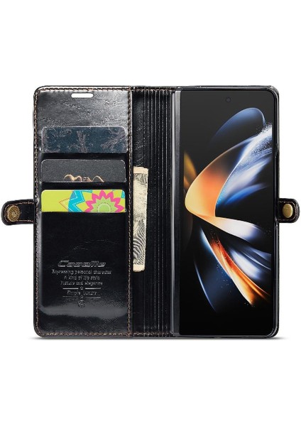 Mays Shop Samsung Galaxy Z Için Flip Case Fold 3 5g Kart Tutucu Retro Cüzdan Kapak (Yurt Dışından)