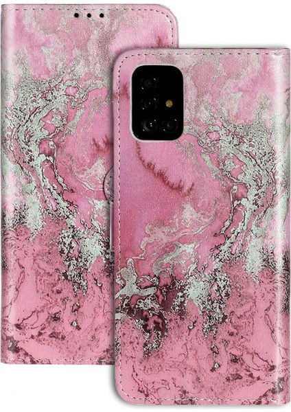 Samsung Galaxy A51 4g Için Flip Case Manyetik Pu Deri Cüzdan Tam Mermer (Yurt Dışından)