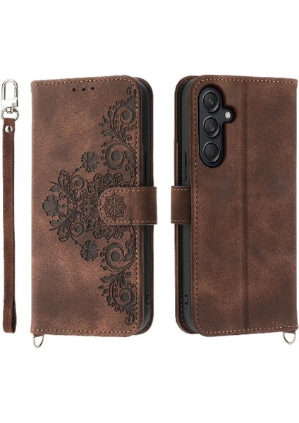 Samsung Galaxy M55 Darbeye Dayanıklı Kabartmalı Bileklik Çoklu Için Flip Case (Yurt Dışından)