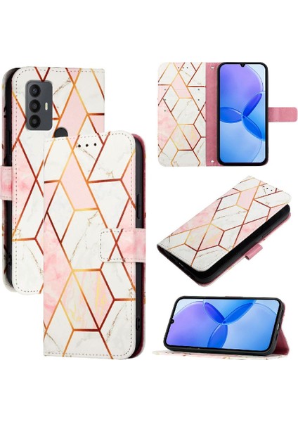 Tcl 30 Se Mermer Desen Kickstand Pu Deri Cüzdan Için Kılıf (Yurt Dışından)