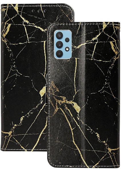 Samsung Galaxy A32 4g Mermer Desen Kart Yuvaları Tutucu Pu Için Flip Case (Yurt Dışından)