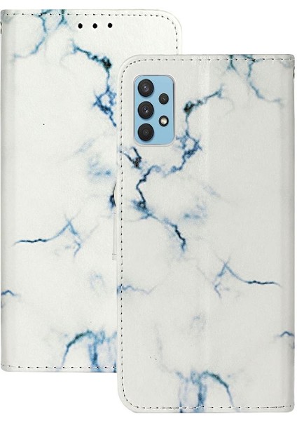 Samsung Galaxy A32 4g Mermer Desen Kart Yuvaları Tutucu Pu Için Flip Case (Yurt Dışından)