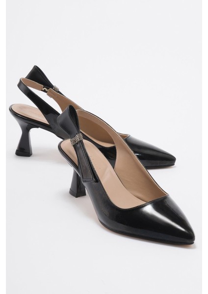 Kadın Stiletto Ayakkab SİYAH RUGAN