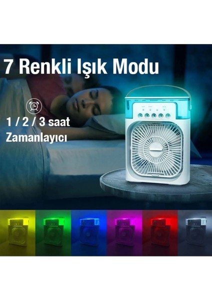 Ultrasonik Hava Vantilatörü Nemlendirici Fan Buhar Makinesi Rgb