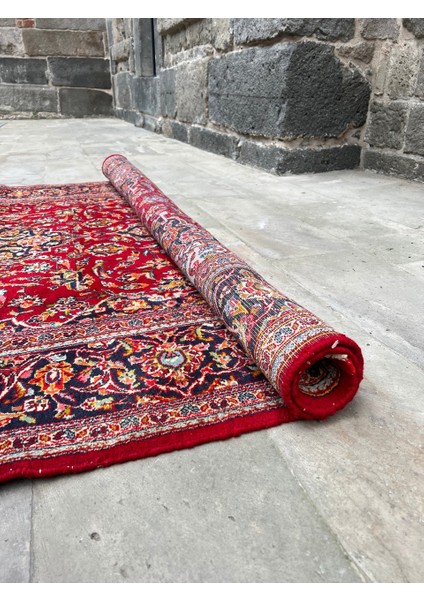 131X276 cm Eski El Yapımı Türk Kilimi, 1980’LERDEN Nostalji Kilim, Mavi ve Kırmızı Renkler