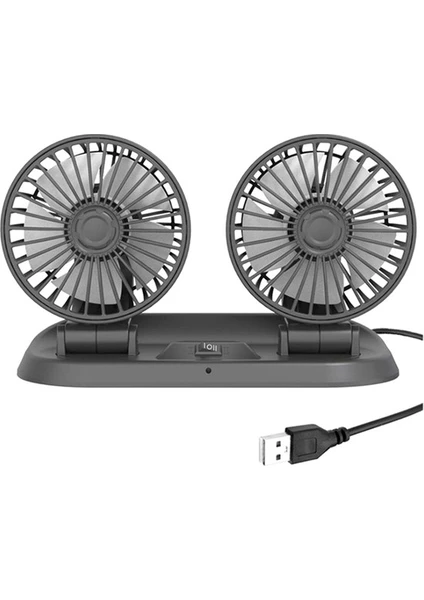 Six One Araba Fanı Kamyon Güçlü USB Arayüzü Çok Fonksiyonlu Çift Başlı Elektrikli Fan (Yurt Dışından)