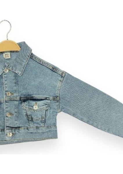 Kız Çocuk Yumuşak Dokulu Lycralı Crop Kot Ceket indirimleri