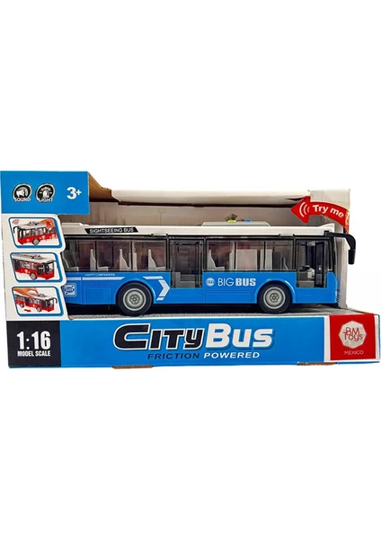 Ctoys Ses ve Işıklı Oyuncak Şehir Otobüsü A1119-13 Mavi