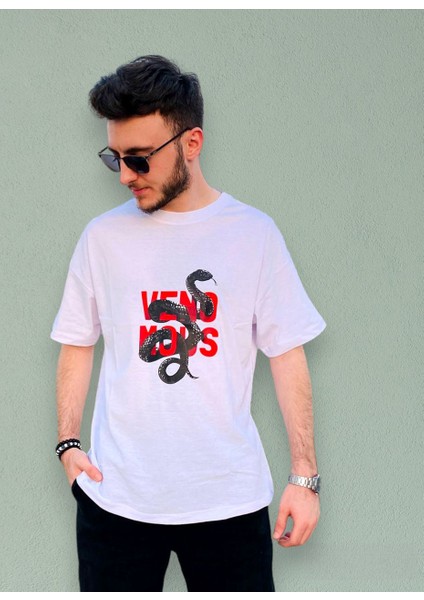 Zy Khan Snake Baskılı Oversize T-Shirt