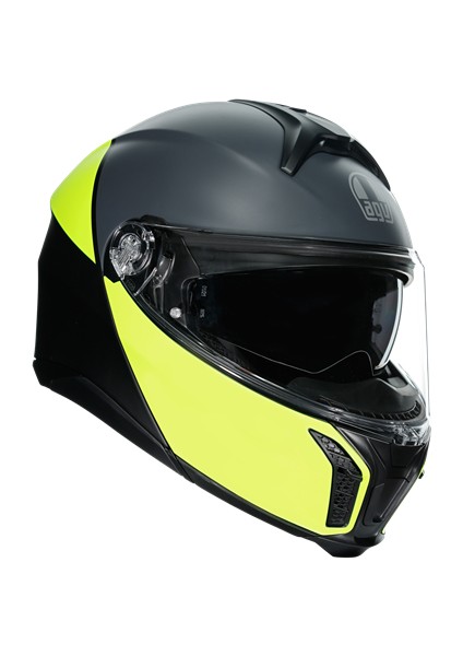 Agv Tourmodular Multi Balanca Matt Black Yellow Çene Açılır Kask