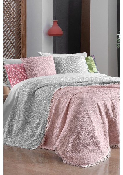 Zepia Gri Tek Kişilik Pamuk Yatak Örtüsü