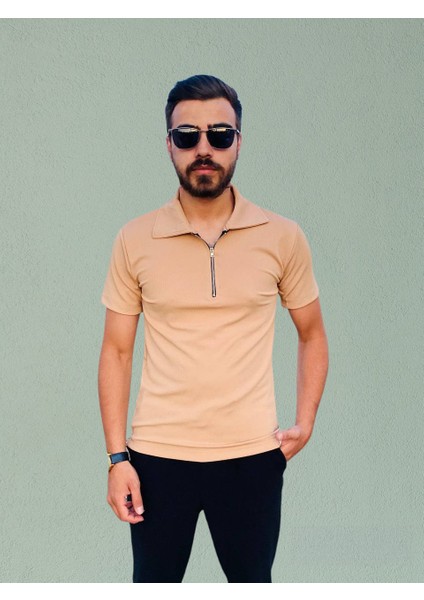 Fermuarlı Polo Yaka T-Shirt